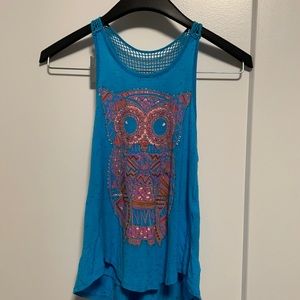 Self esteem tank top with owl motif